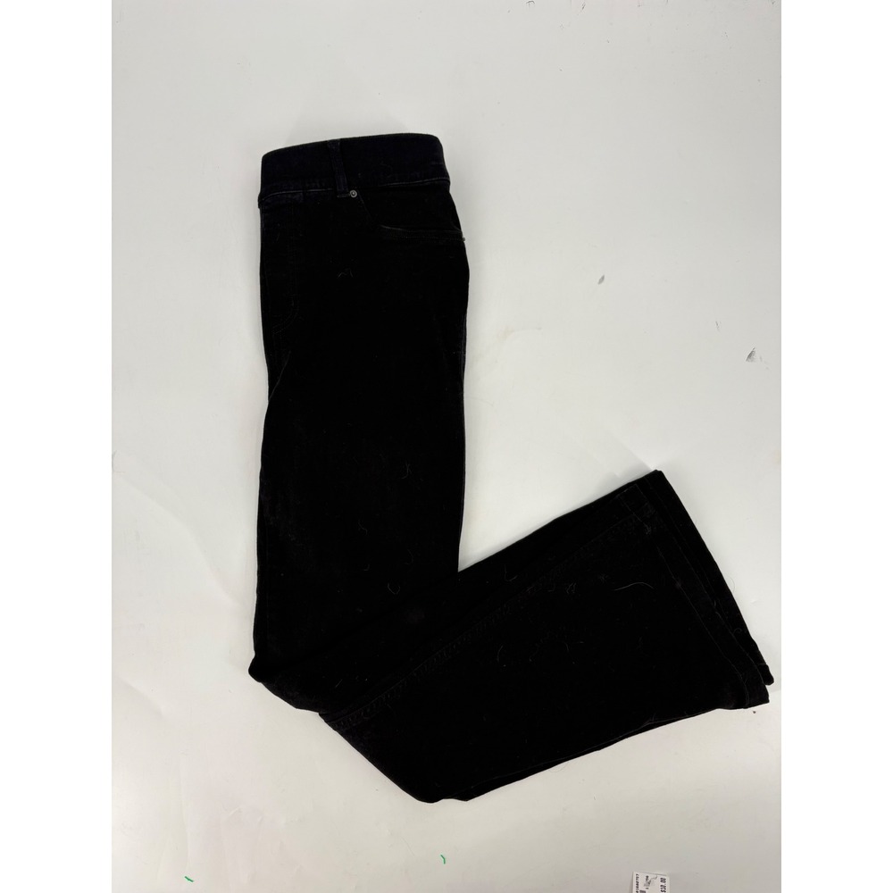 Spanx Flare Jeans Midnight Black Pull On Stretch Denim Trousers Size Large
